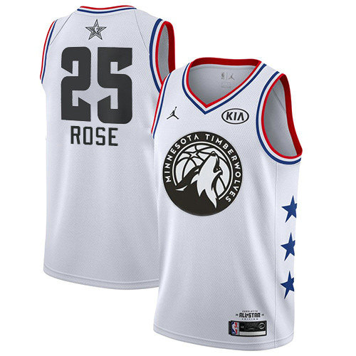 Timberwolves #25 Derrick Rose White Women's Basketball Jordan Swingman 2019 All-Star Game Jersey