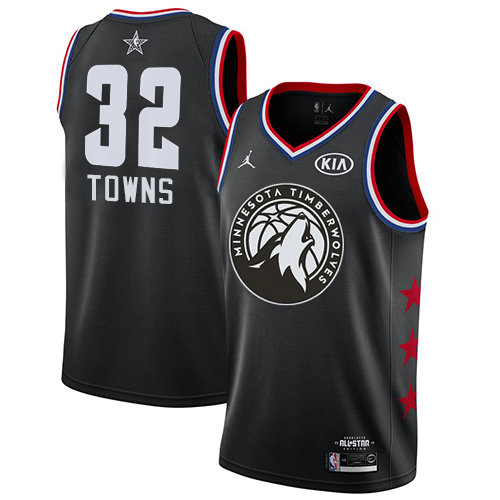 Timberwolves #32 Karl-Anthony Towns Black Women's Basketball Jordan Swingman 2019 All-Star Game Jersey