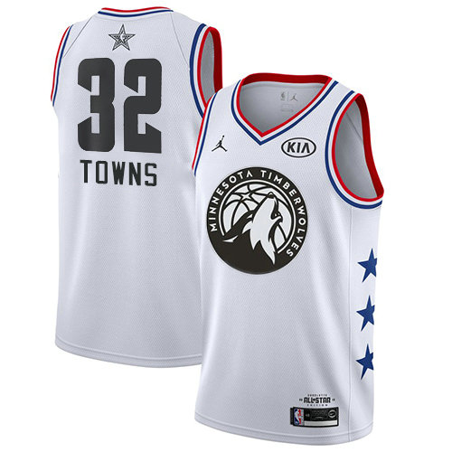 Timberwolves #32 Karl-Anthony Towns White Basketball Jordan Swingman 2019 All-Star Game Jersey