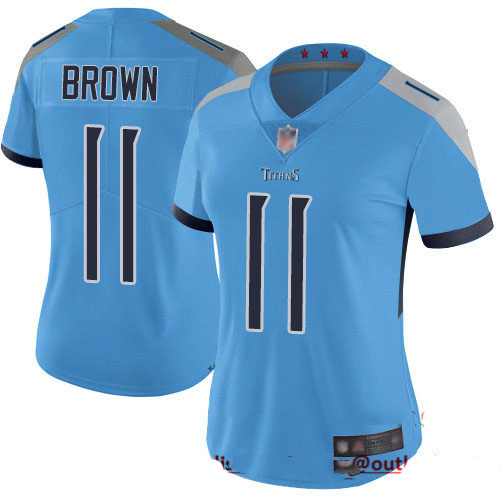 Titans #11 A.J. Brown Light Blue Alternate Women's Stitched Football Vapor Untouchable Limited Jersey