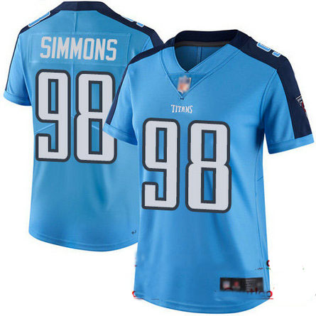 Titans #98 Jeffery Simmons Light Blue Women's Stitched Football Limited Rush Jersey