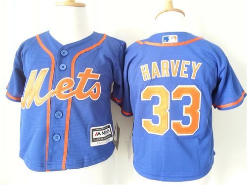 Toddler New York Mets 33 Matt Harvey Blue Alternate Home Cool Base Baseball Jersey