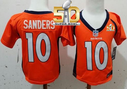 Toddler Nike Broncos 10 Emmanuel Sanders Orange Team Color Super Bowl 50 NFL Elite Jersey