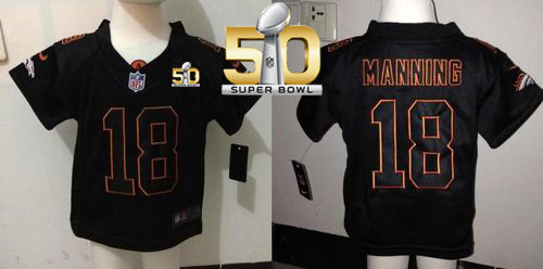 Toddler Nike Broncos 18 Peyton Manning Lights Out Black Super Bowl 50 NFL Elite Jersey