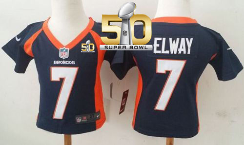 Toddler Nike Broncos 7 John Elway Navy Blue Alternate Super Bowl 50 NFL Elite Jersey