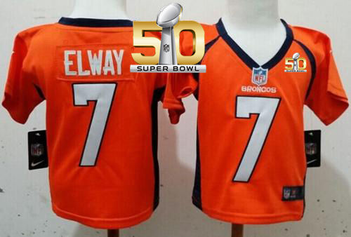 Toddler Nike Broncos 7 John Elway Orange Team Color Super Bowl 50 NFL Elite Jersey