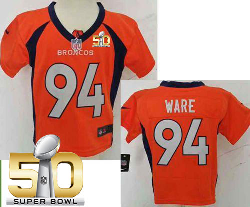 Toddler Nike Broncos 94 DeMarcus Ware Orange Team Color Super Bowl 50 NFL Elite Jersey