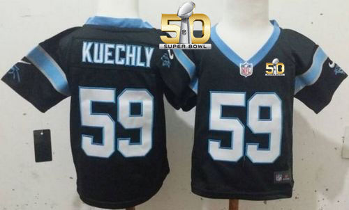Toddler Nike Panthers 59 Luke Kuechly Black Team Color Super Bowl 50 NFL Elite Jersey