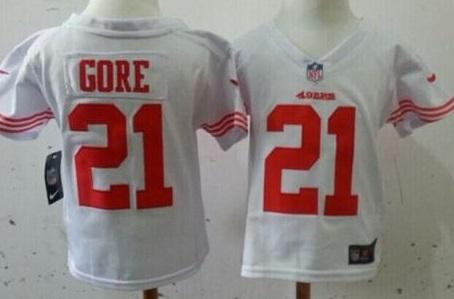 Toddler San Francisco 49ers 21 Frank Gore White NFL Jersey
