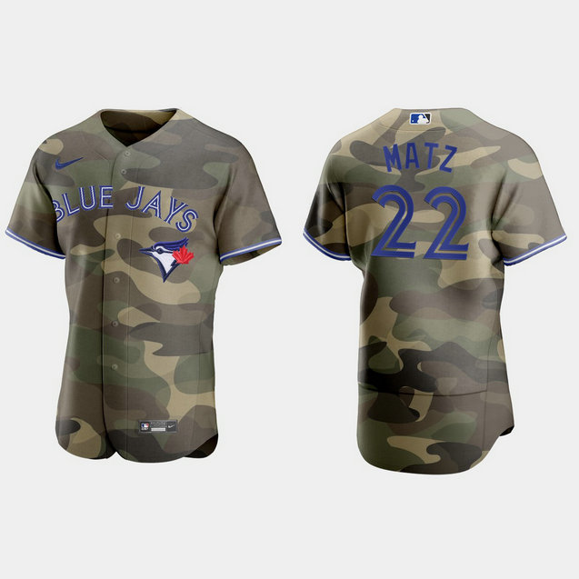 Toronto Blue Jays #22 Steven Matz Men's Nike 2021 Armed Forces Day Authentic MLB Jersey -Camo