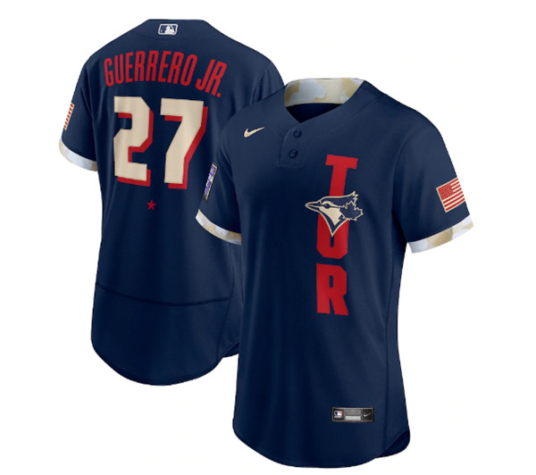 Toronto Blue Jays #27 Vladimir Guerrero Jr. 2021 Navy All-Star Flex Base Stitched MLB Jersey