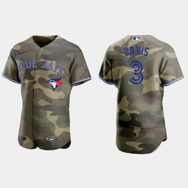 Toronto Blue Jays #3 Jonathan Davis Men's Nike 2021 Armed Forces Day Authentic MLB Jersey -Camo