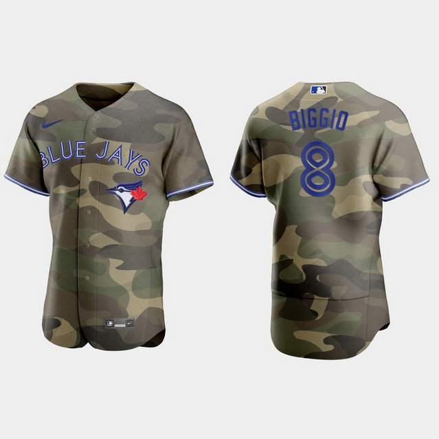 Toronto Blue Jays #8 Cavan Biggio Men's Nike 2021 Armed Forces Day Authentic MLB Jersey -Camo