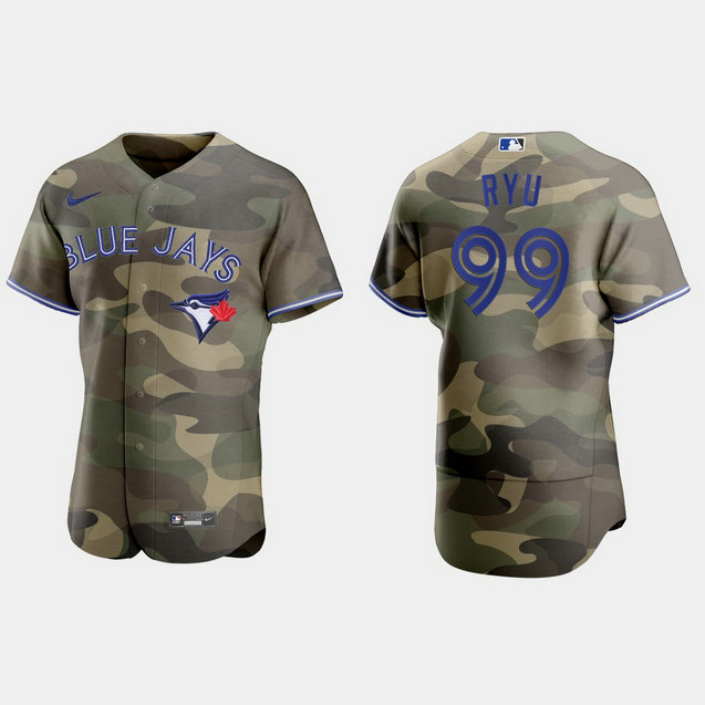 Toronto Blue Jays #99 Hyun Jin Ryu Men's Nike 2021 Armed Forces Day Authentic MLB Jersey -Camo