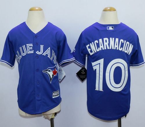 Toronto Blue Jays 10 Edwin Encarnacion Blue Cool Base Kid MLB Jersey