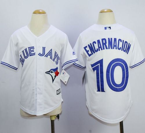 Toronto Blue Jays 10 Edwin Encarnacion White Cool Base Kid MLB Jersey
