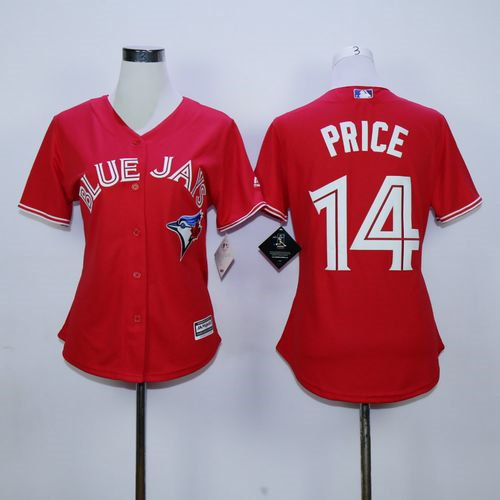 Toronto Blue Jays 14 David Price Red Canada Day Women MLB Jersey