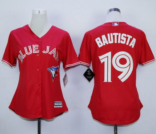 Toronto Blue Jays 19 Jose Bautista Red Canada Day Women MLB Jersey
