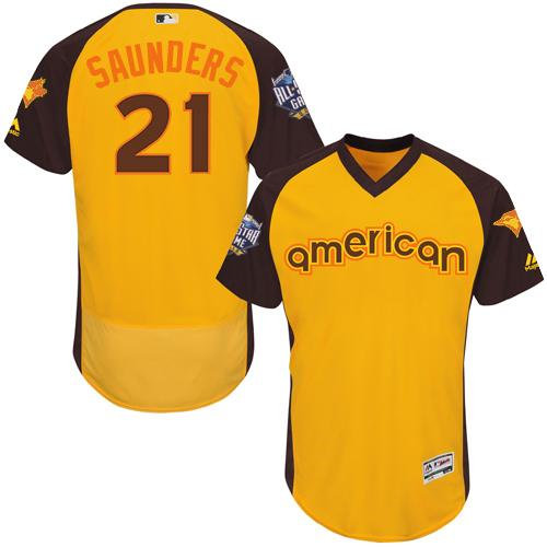 Toronto Blue Jays 21 Michael Saunders Gold Flexbase Authentic Collection 2016 All-Star American League Baseball Jersey