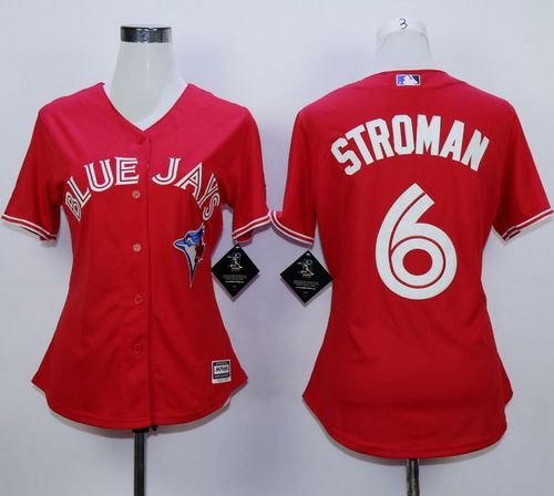 Toronto Blue Jays 6 Marcus Stroman Red Canada Day Women MLB Jerse
