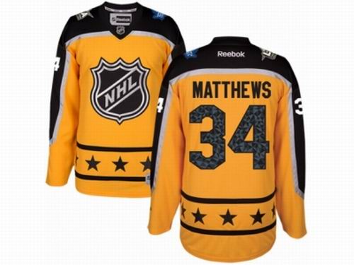 Toronto Maple Leafs #34 Auston Matthews Yellow Atlantic Division 2017 All-Star NHL Jersey