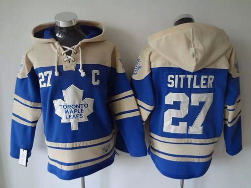Toronto Maple Leafs 27 Darryl Sittler Blue Sawyer Hooded Sweatshirt NHL Jersey
