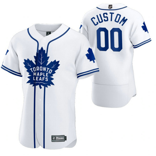 Toronto Maple Leafs Custom Men's 2020 NHL x MLB Crossover Edition Baseball Jersey White