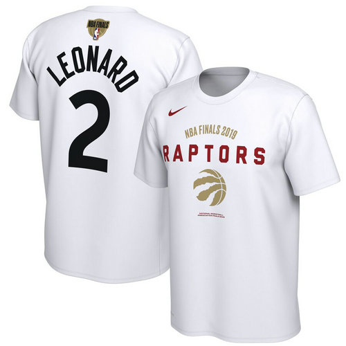 Toronto Raptors 2 Kawhi Leonard Nike 2019 NBA Finals Bound Name & Number T-Shirt White