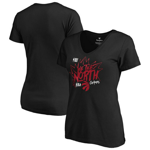 Toronto Raptors Fanatics Branded Women's 2019 NBA Finals Champions ISO V Neck T-Shirt Black