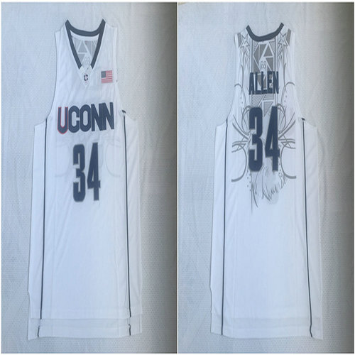 UConn Huskies 34 Ray Allen White College Basketball Jersey