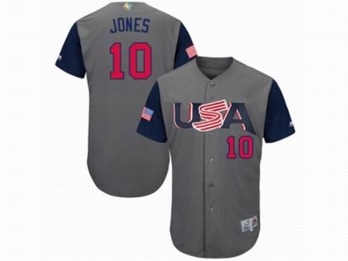 USA Baseball Majestic #10 Adam Jones Gray 2017 World Baseball Classic Team Jersey