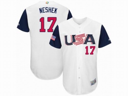 USA Baseball Majestic #17 Pat Neshek White 2017 World Baseball Classic Team Jersey