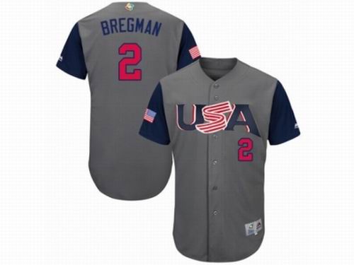 USA Baseball Majestic #2 Alex Bregman Gray 2017 World Baseball Classic Team Jersey