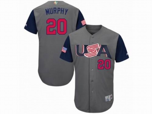 USA Baseball Majestic #20 Daniel Murphy Gray 2017 World Baseball Classic Team Jersey