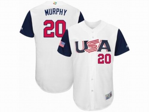 USA Baseball Majestic #20 Daniel Murphy White 2017 World Baseball Classic Team Jersey