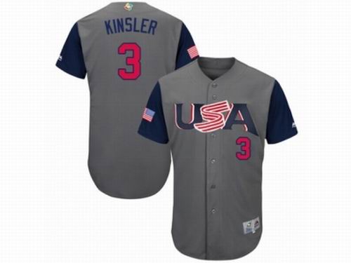 USA Baseball Majestic #3 Ian Kinsler Gray 2017 World Baseball Classic Team Jersey