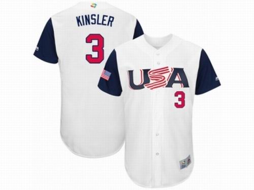 USA Baseball Majestic #3 Ian Kinsler White 2017 World Baseball Classic Team Jersey