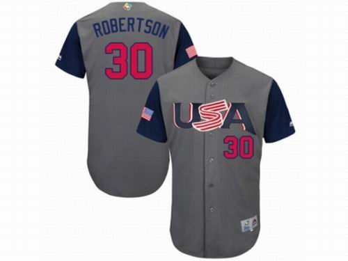 USA Baseball Majestic #30 David Robertson Gray 2017 World Baseball Classic Team Jersey