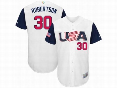 USA Baseball Majestic #30 David Robertson White 2017 World Baseball Classic Team Jersey