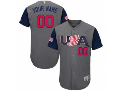 USA Baseball Majestic Customized Gray 2017 World Baseball Classic Team Jersey