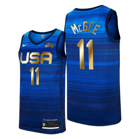 USA Dream Team #11 Javale Mcgee 2021 Tokyo Olymipcs Nike Basketball Jersey Blue