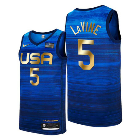 USA Dream Team #5 Zach LaVine 2021 Tokyo Olymipcs Nike Basketball Jersey Blue