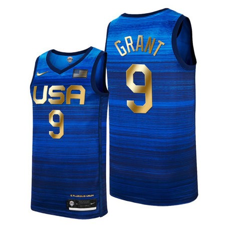 USA Dream Team #9 Jerami Grant 2021 Tokyo Olymipcs Nike Basketball Jersey Blue