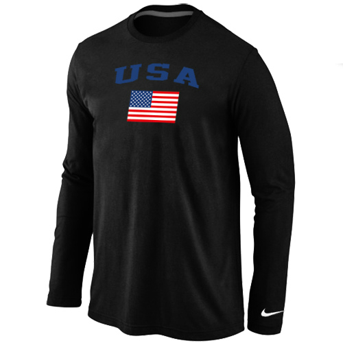 USA Olympics USA Flag Collection Locker Room Long Sleeve T-Shirt Black