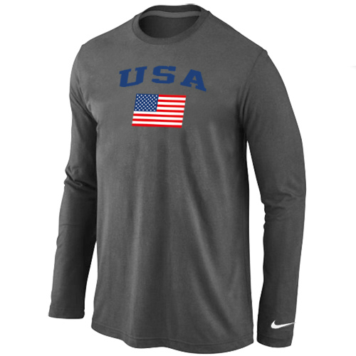 USA Olympics USA Flag Collection Locker Room Long Sleeve T-Shirt D.Grey