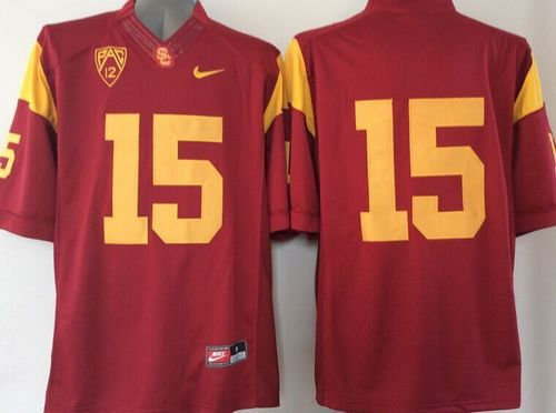 USC Trojans 15 Red PAC-12 C Patch NCAA Jersey