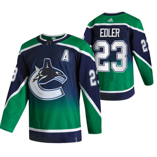 Vancouver Canucks #23 Alexander Edler Green Men's Adidas 2020-21 Reverse Retro Alternate NHL Jersey