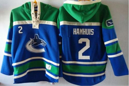 Vancouver Canucks 2 Dan Hamhuis Blue Sawyer Hooded Sweatshirt Stitched NHL Jersey