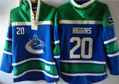Vancouver Canucks 20 Chris Higgins Blue Sawyer Hooded Sweatshirt Stitched NHL Jersey