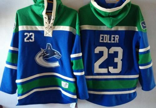 Vancouver Canucks 23 Alexander Edler Blue Sawyer Hooded Sweatshirt Stitched NHL Jersey